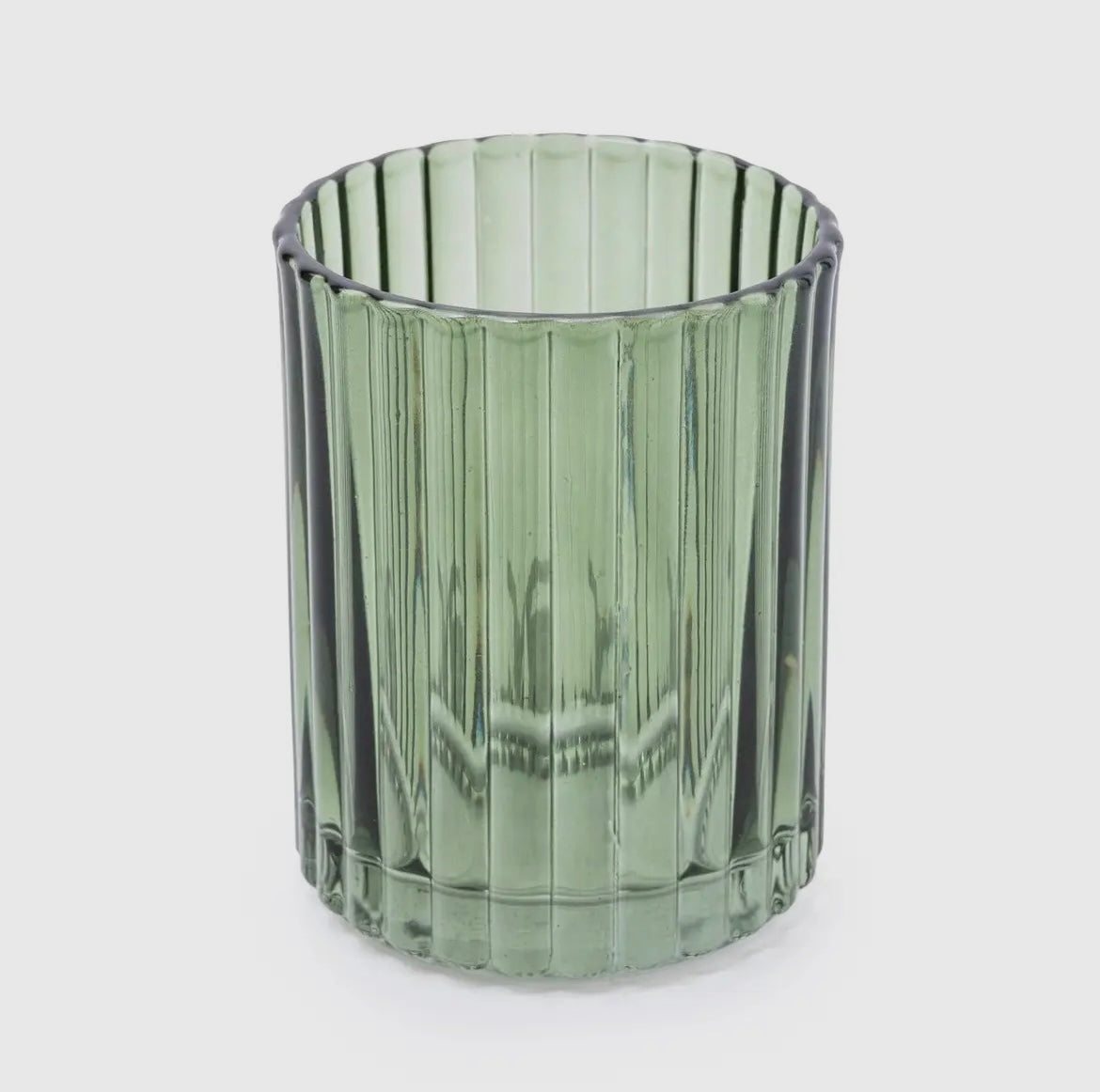 Bottle Green Ribbed Glass Tumbler