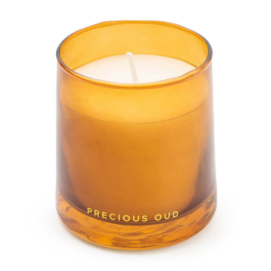 Amber Tapered Glass Candle Precious Oud Scent