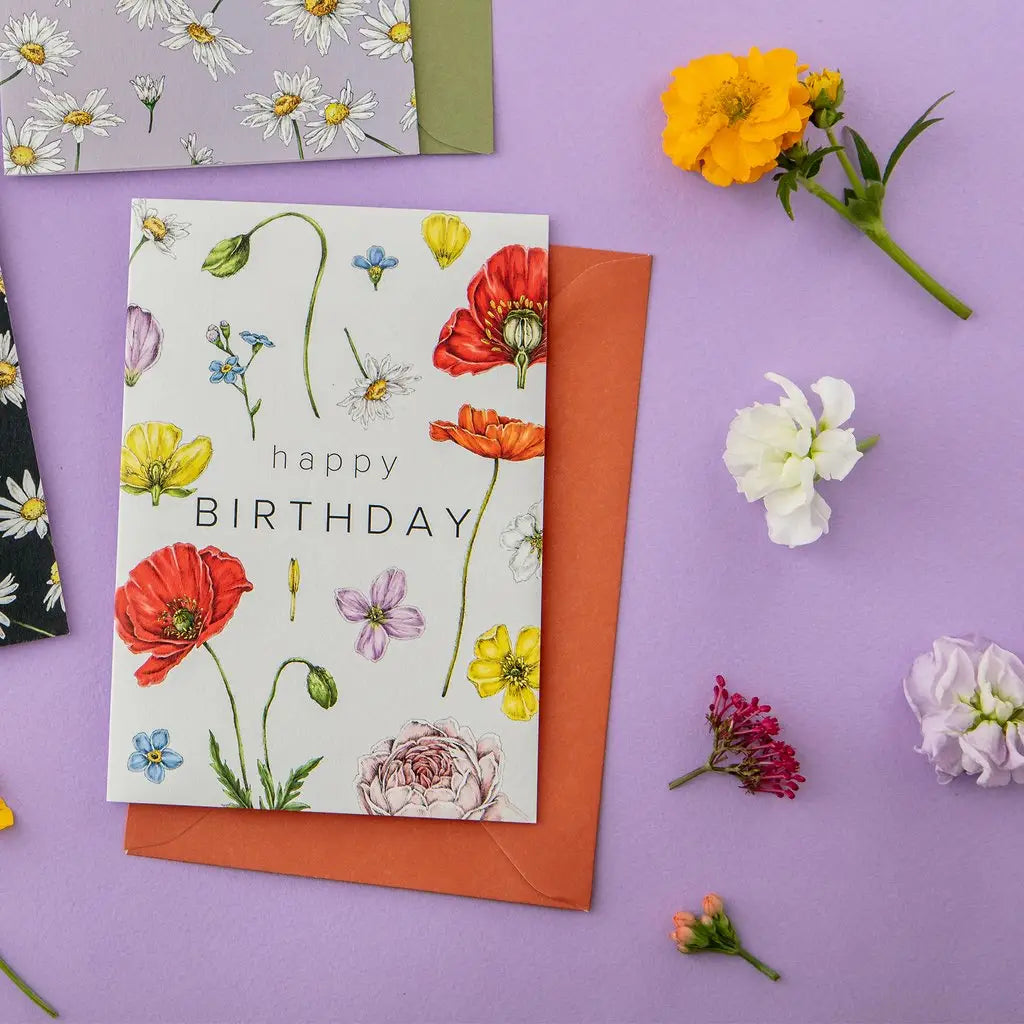 Champ de fleur Birthday Card 'Happy Birthday'