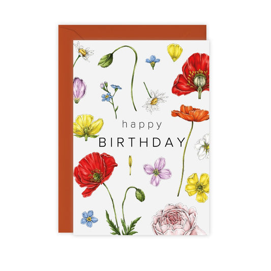 Champ de fleur Birthday Card 'Happy Birthday'