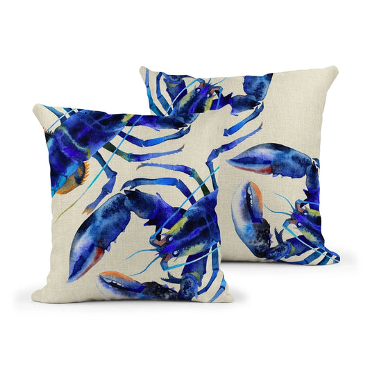 Electric Blue Lobster Cushion Cover