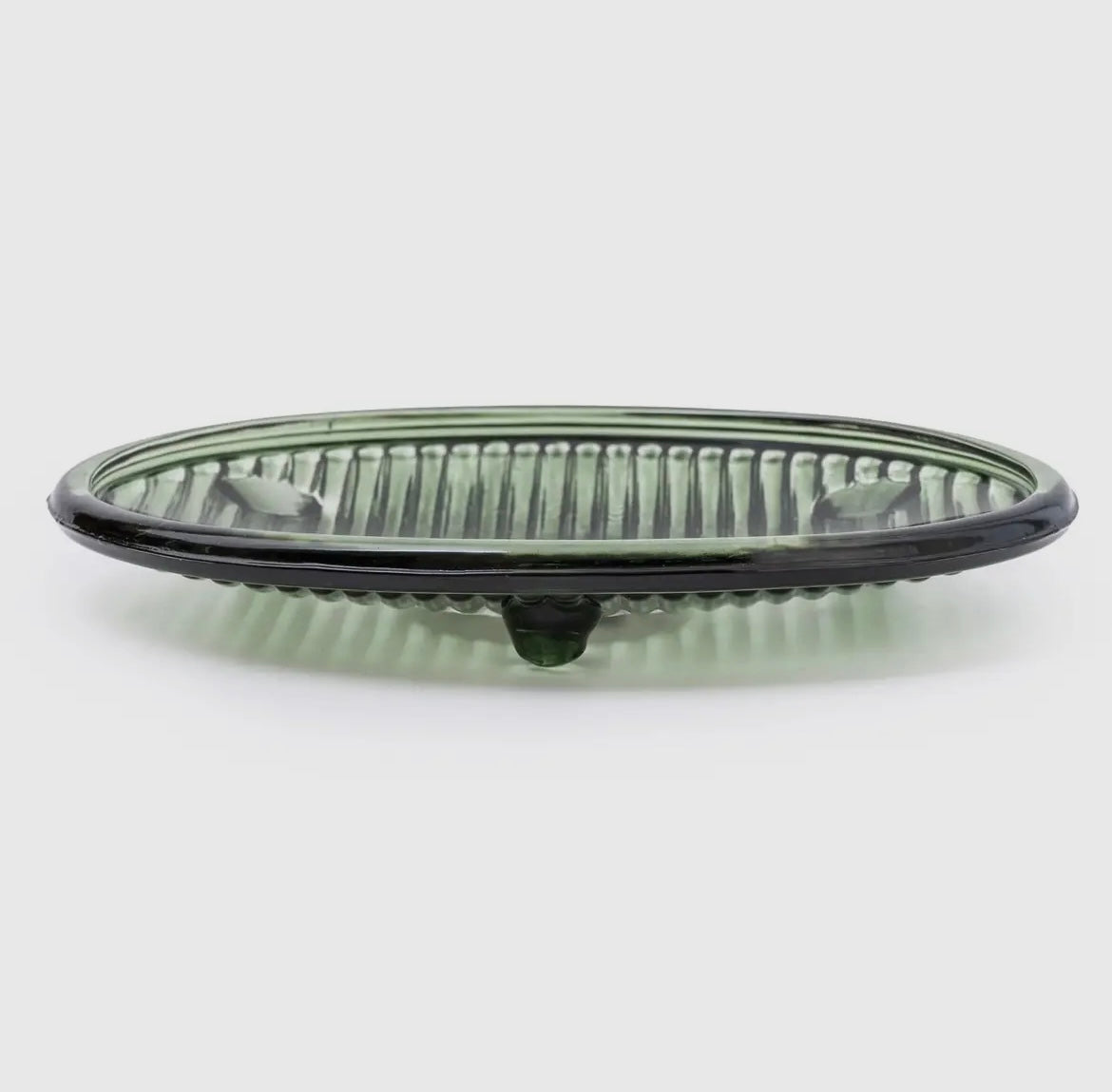 Bottle Green Glass Soap Dish