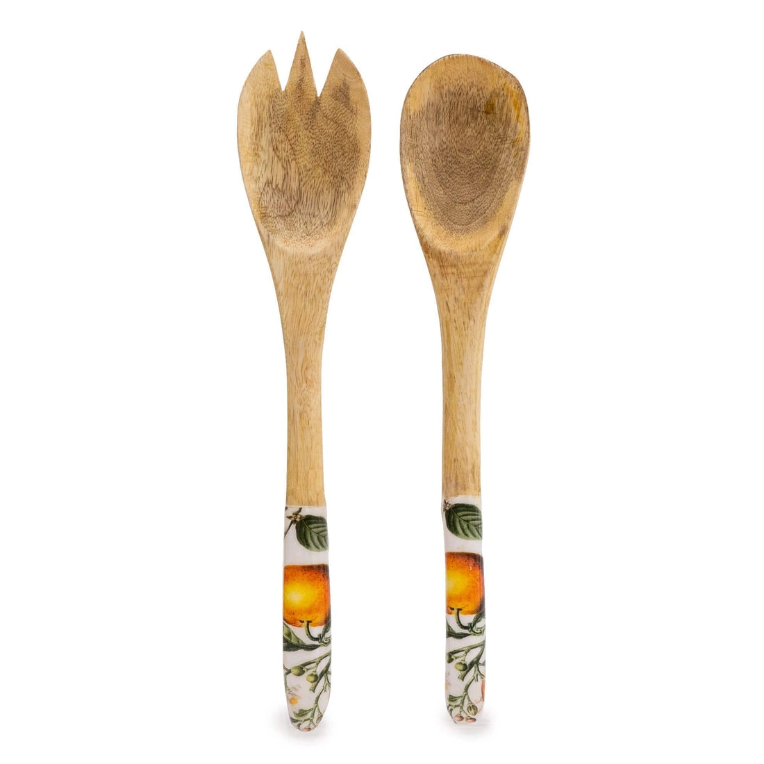 Orange Blossom Set of 2 Wooden Fork and Spoon