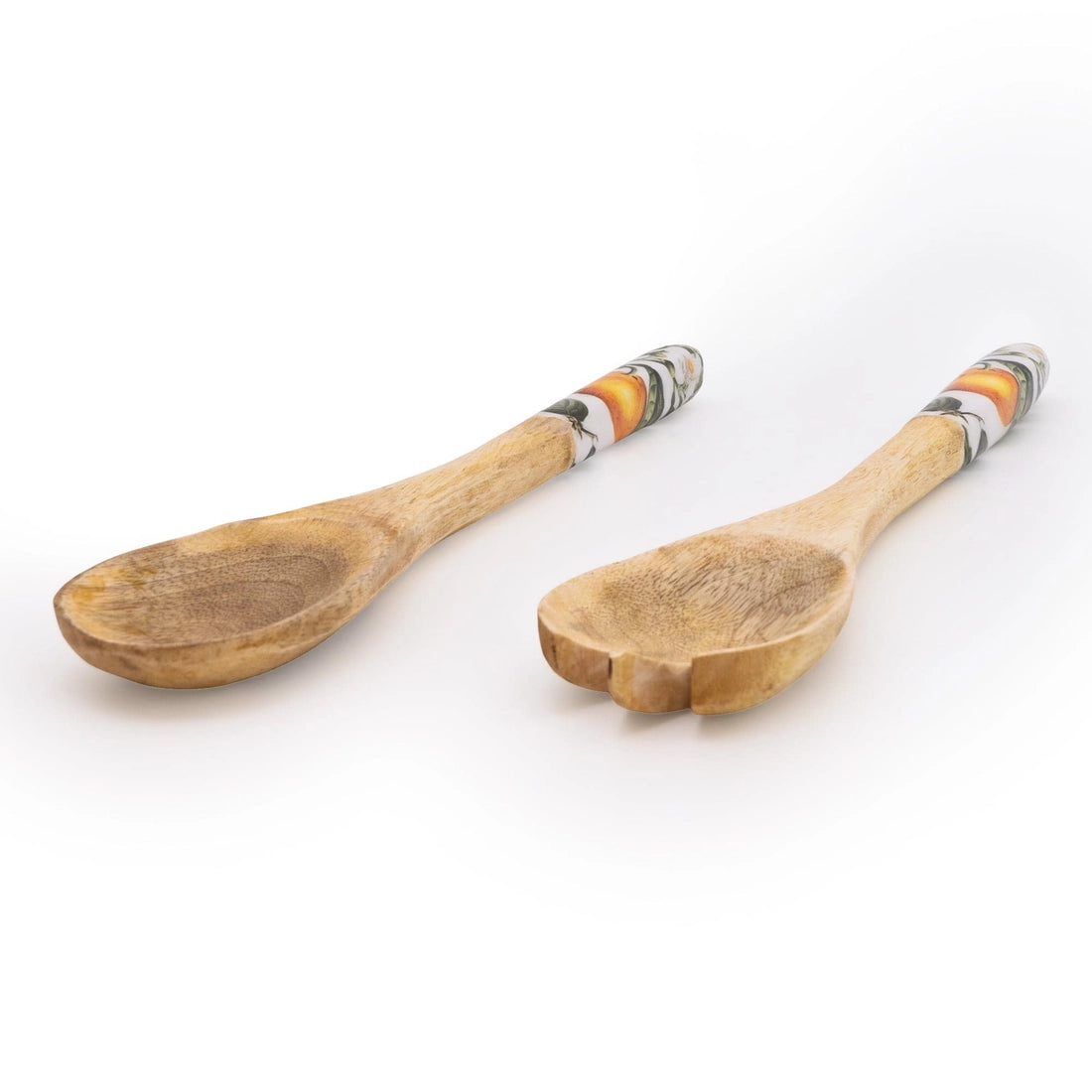 Orange Blossom Set of 2 Wooden Fork and Spoon