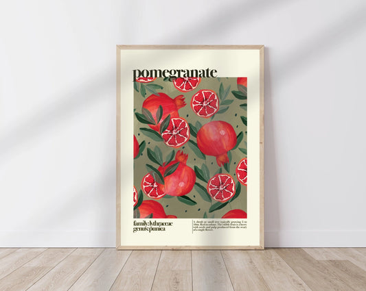 Pomegranate Fruit, Botanical Print A3