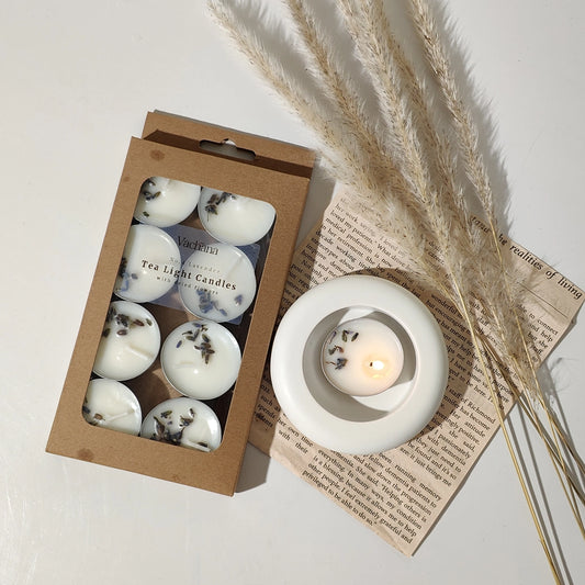 Dried Flower Scented Tea Lights, White Lavender