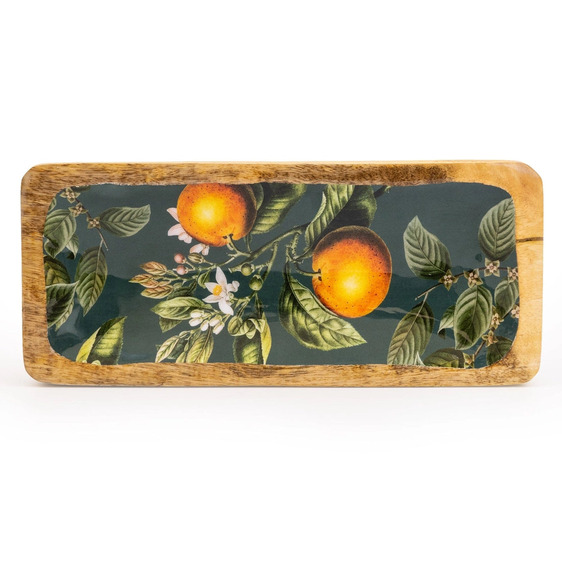 Orange Blossom Mango Wooden Serving Platter Trinket Dish